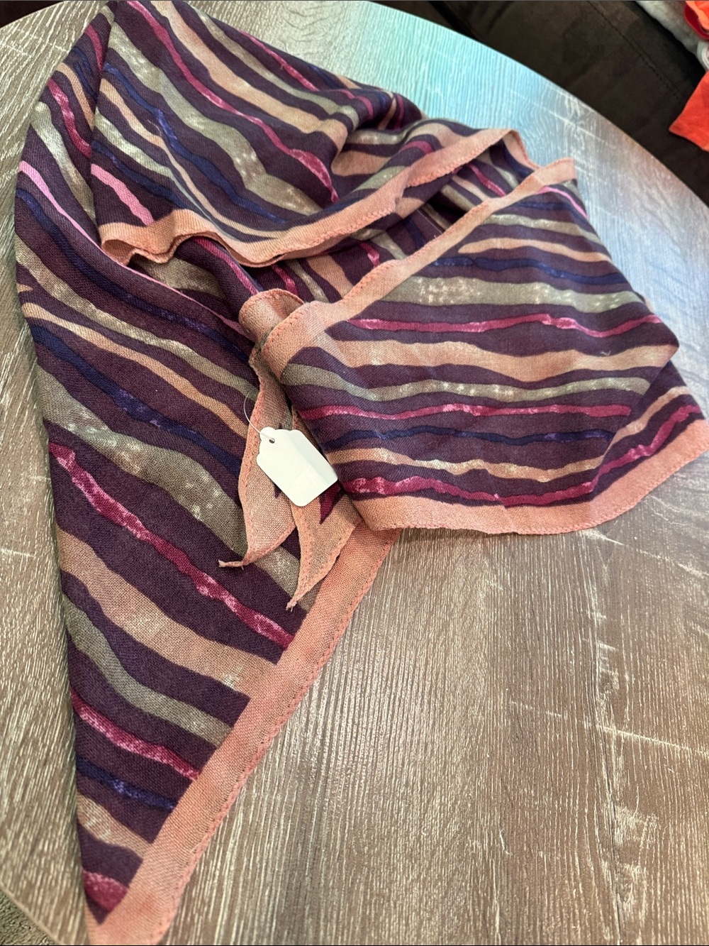 Striped Sheer Scarf in Plum, Pink & Taupe